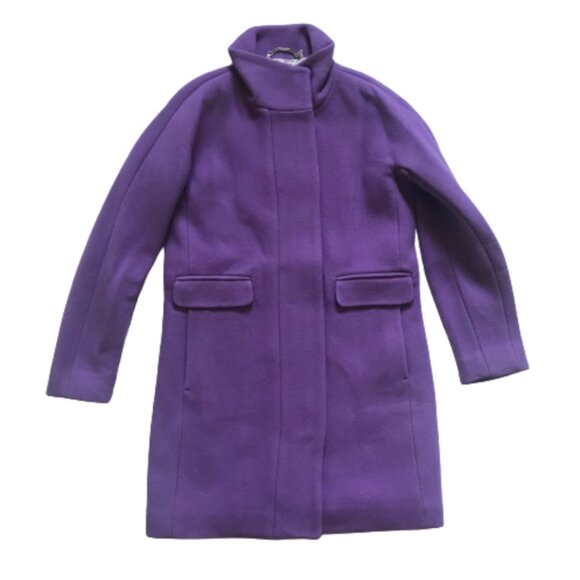 NWT JCREW NEW Cocoon Coat Jacket Womens 0 Purple Italian Stadium Cloth Wool NEW - Picture 1 of 12